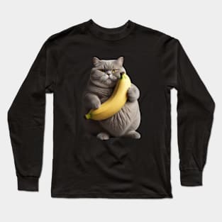 CUTE FAT CAT BANANA Long Sleeve T-Shirt